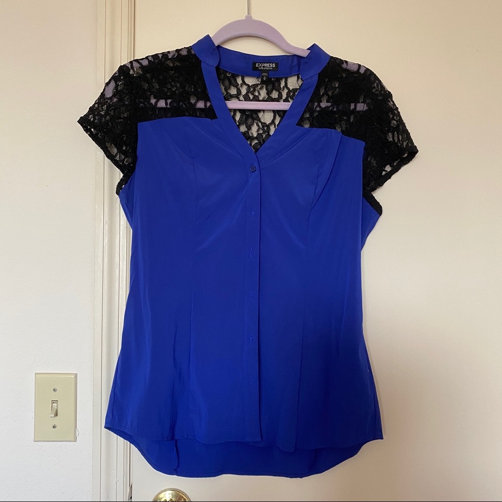 Work style lace short sleeve blouse